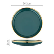 9 Piece Dinner Set, Green And Gold-Weilai Concept-Weilai Concept
