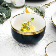 9 Piece Dinner Set, White And Dark Blue-Weilai Concept-Weilai Concept