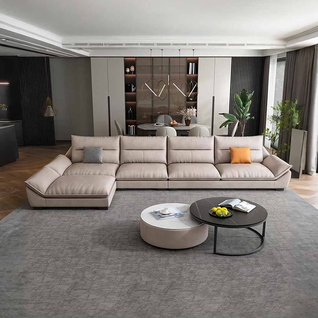 Quinn Five Seater Sofa, Leathaire, side view of kitchen corner sofa