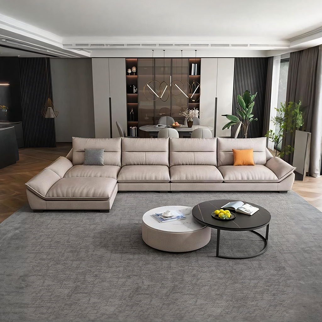 Quinn Five Seater Sofa, Leathaire, side view of kitchen corner sofa