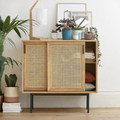 Acacia Cane Rattan Sideboard - walnut sideboards