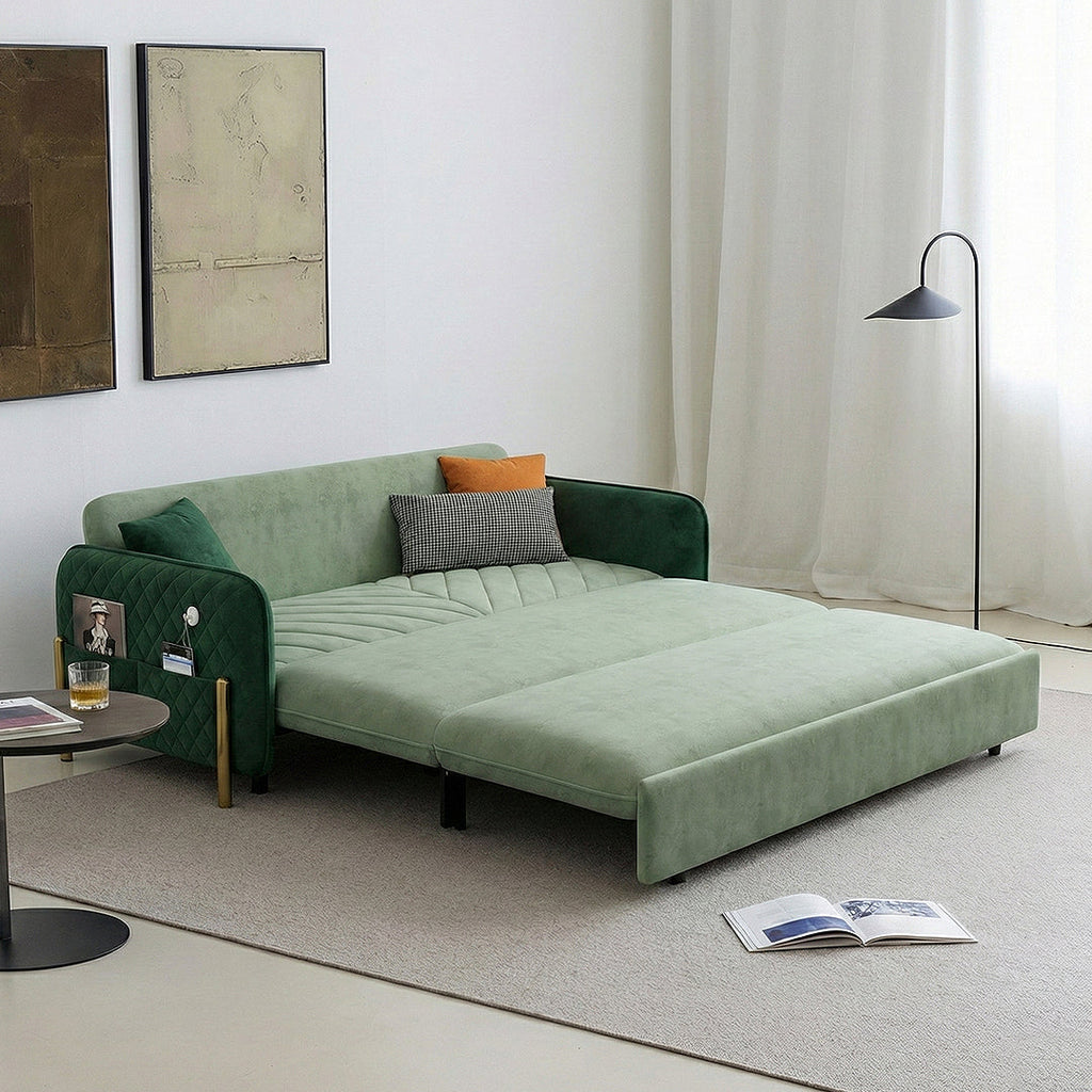 Detail view of Aditi Two Seater Sofa Bed, Green with sofa beds sofa beds