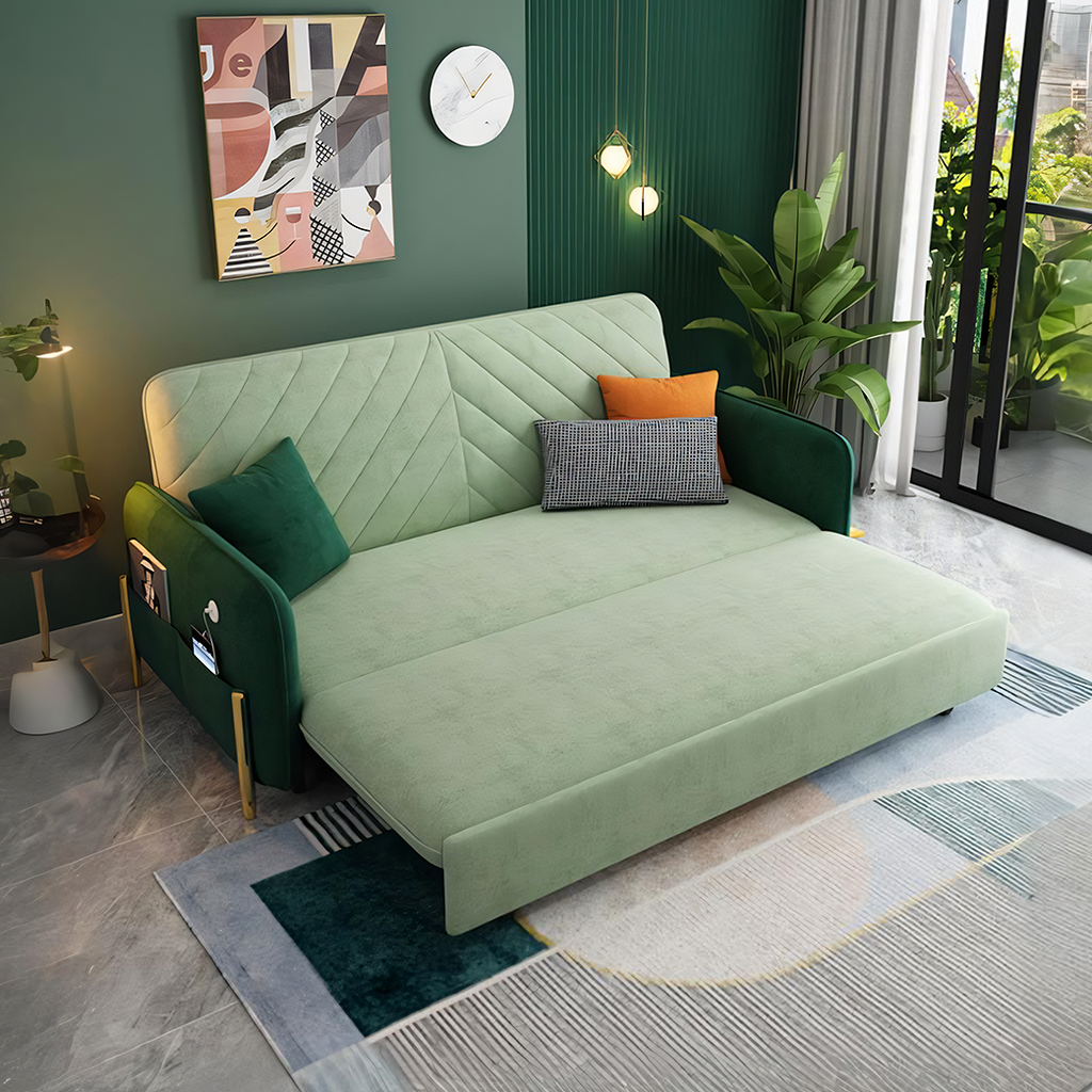 Aditi Two Seater Sofa Bed, Green with sofa leather beds