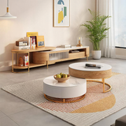 Amanda Living Room Set, Amanda Coffee Table and TV Stand, Light Oak-Weilai Concept-Weilai Concept