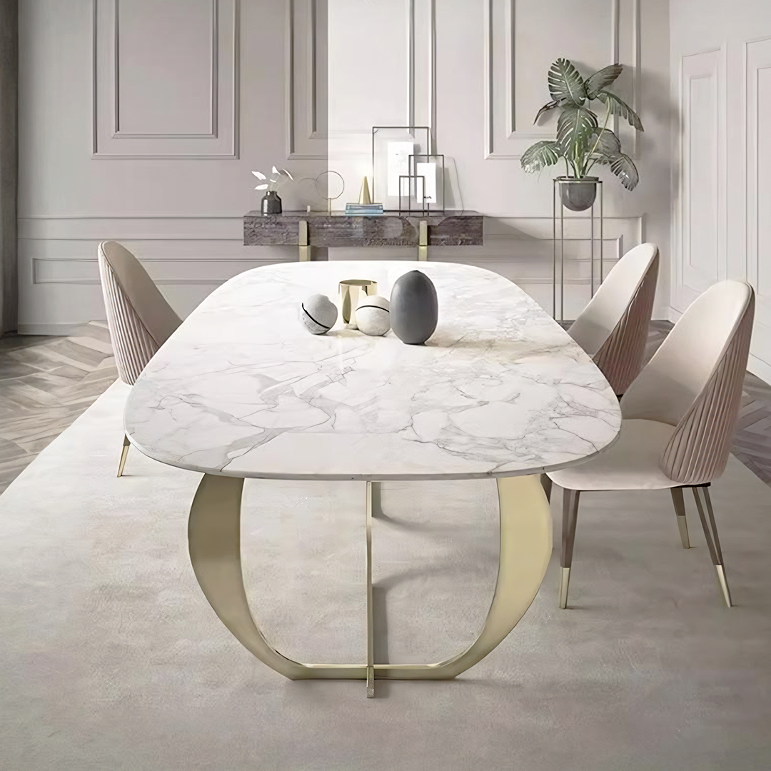 Arpen Dining Table, Marble, Dining Table Set - round dining table and chairs