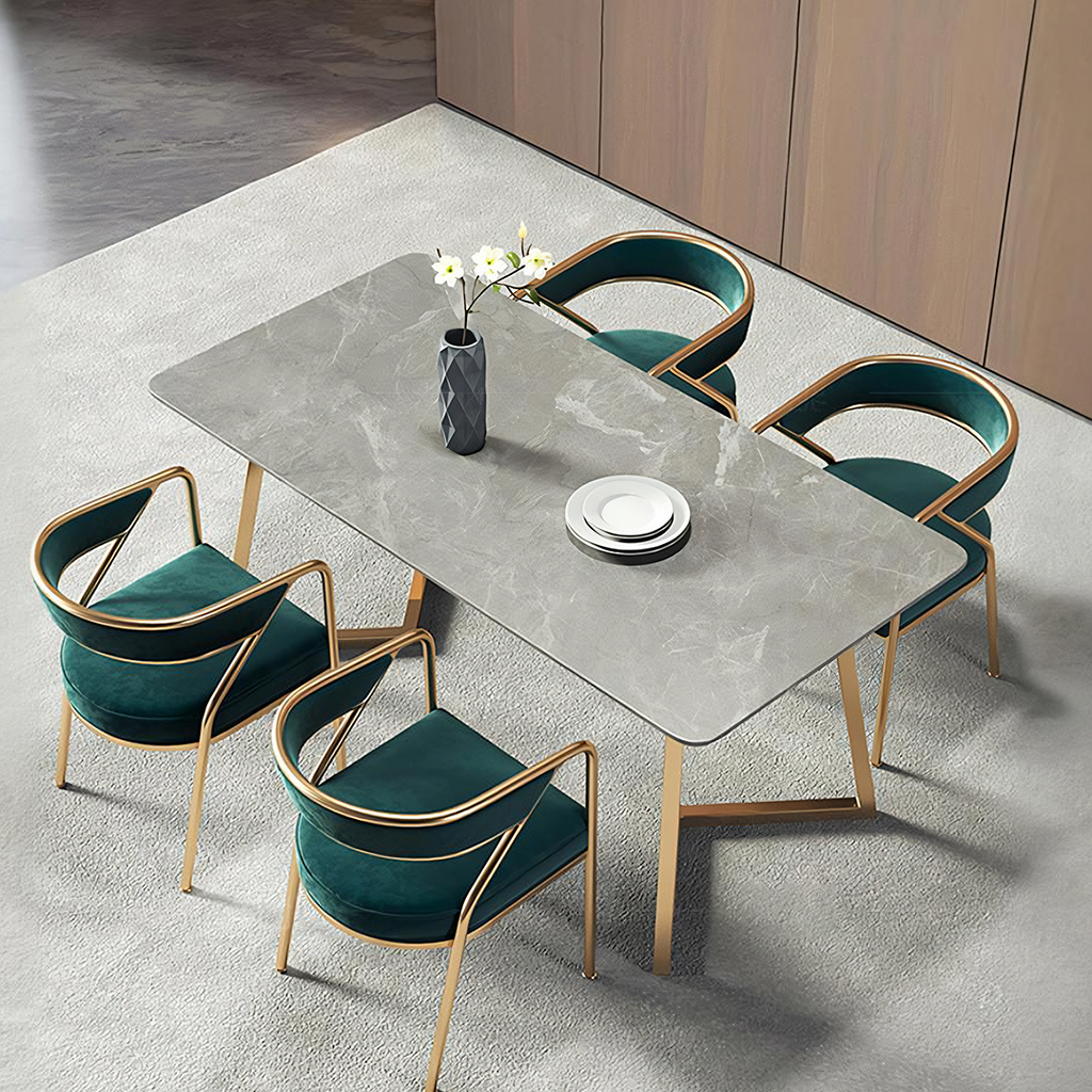 Attleboro Dining Table, Sintered Stone & Gold - outdoor dining table 2 chairs
