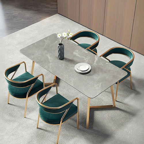 Attleboro Dining Table, Sintered Stone & Gold - outdoor dining table 2 chairs