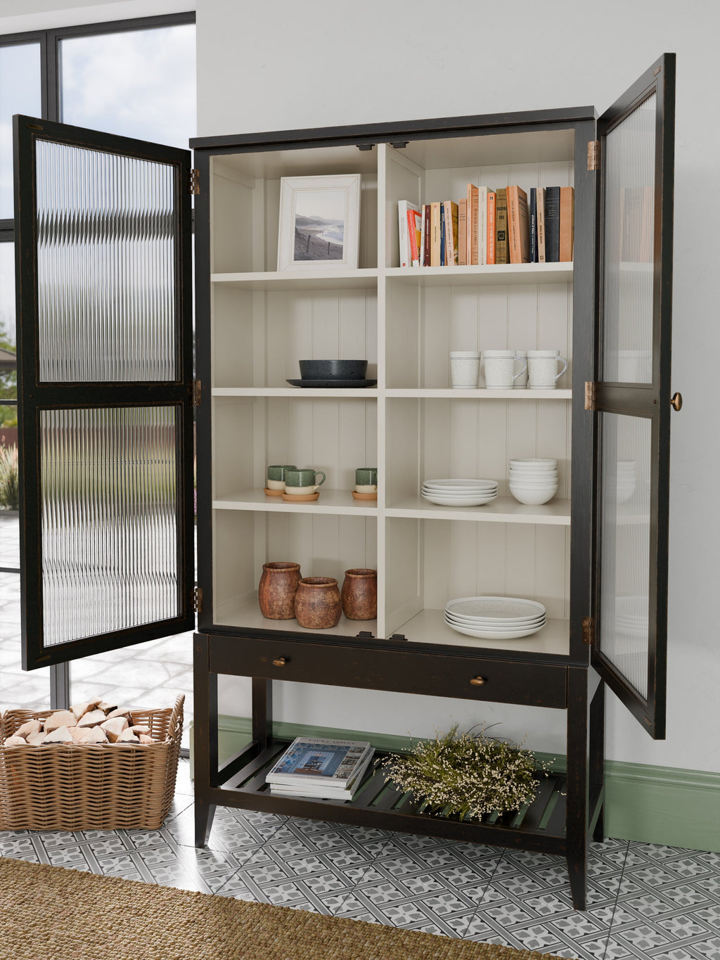 Barwick 2 Door 1 Drawer Glazed Cabinet