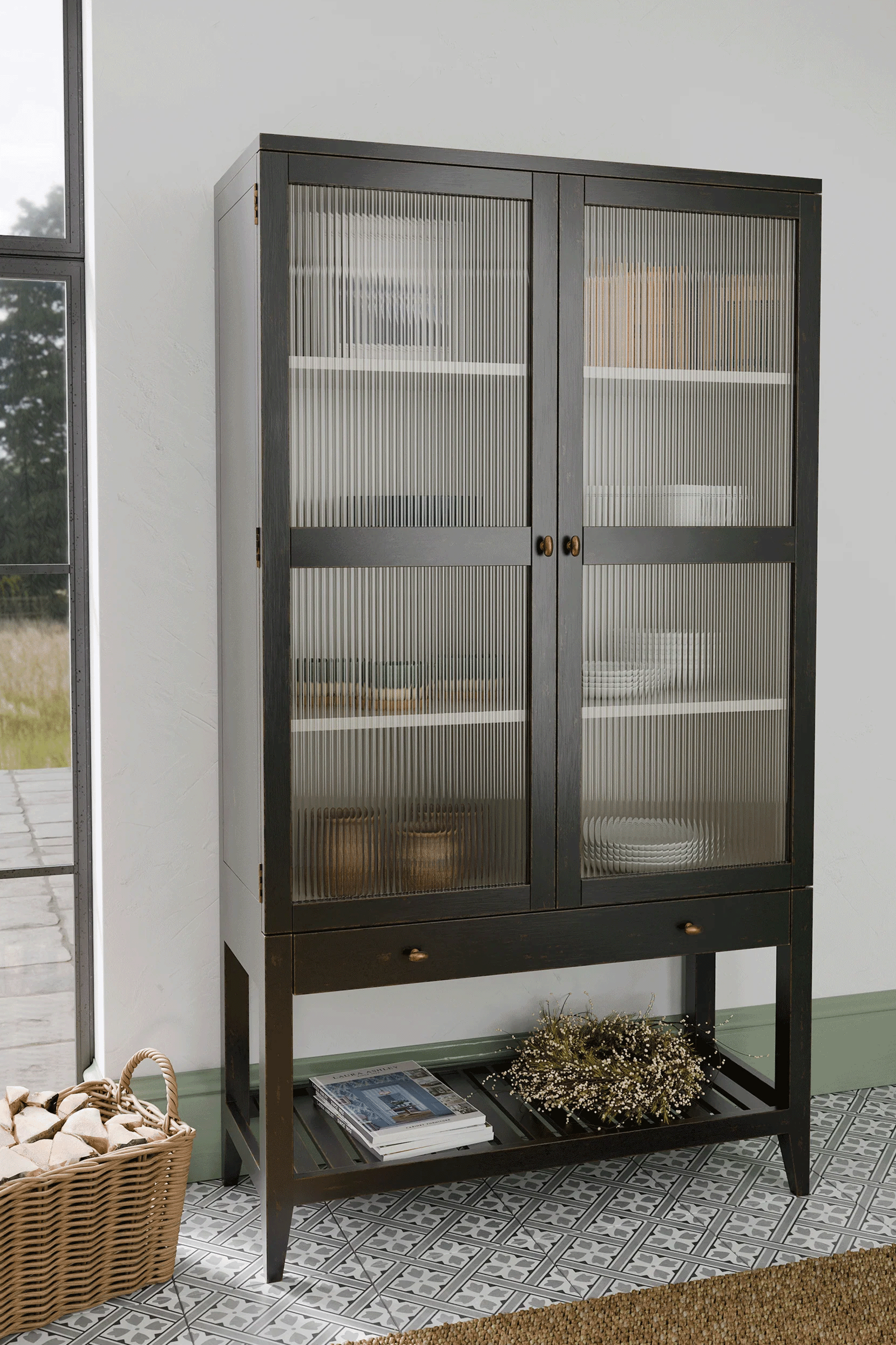 Barwick 2 Door 1 Drawer Glazed Cabinet