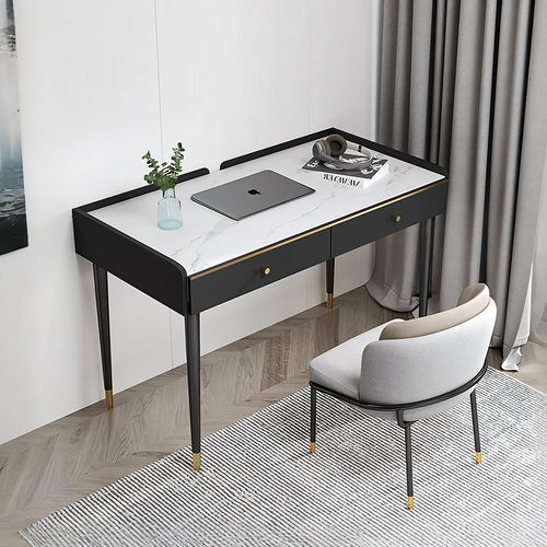 Bodden Office Desk, Sintered Stone - glass office desk