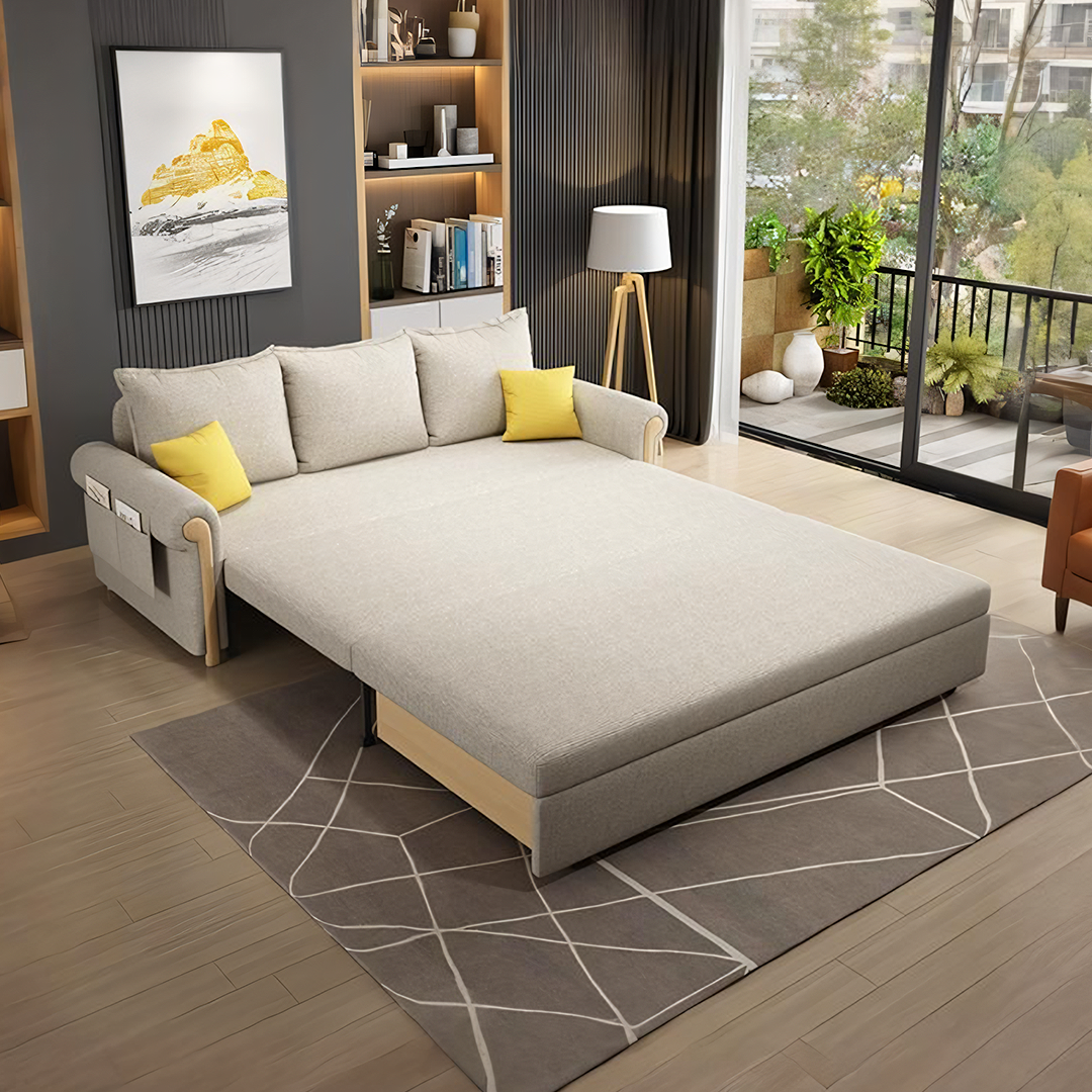 Braylene Two Seater Sofa Bed, Linen - sofa bed 3 seater