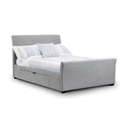Gray upholstered bed Iconic abode