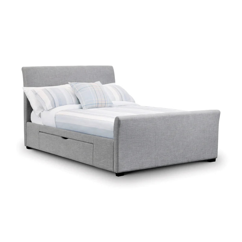 Gray upholstered bed Iconic abode
