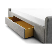 Gray upholstered bed Iconic abode