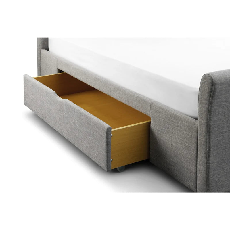 Gray upholstered bed Iconic abode