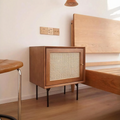 Cane Bedside Table, Natural Rattan & Wood-Weilai Concept-Weilai Concept
