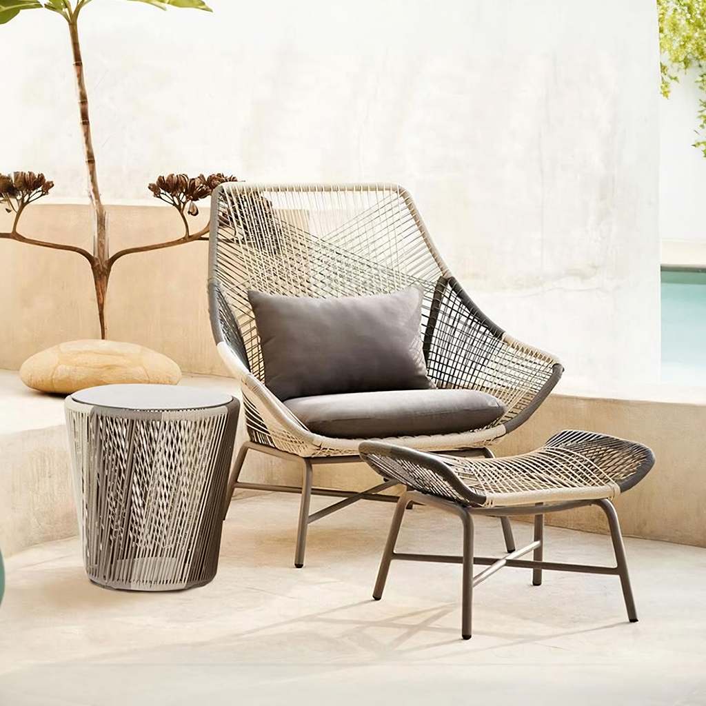 Carmean Rattan Chair and Footstool, Outdoor-Weilai Concept-Weilai Concept