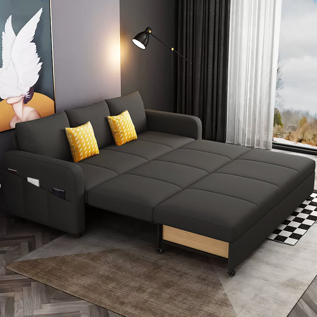 Gabriel Two Seater Sofa Bed, Linen with large corner sofa bed