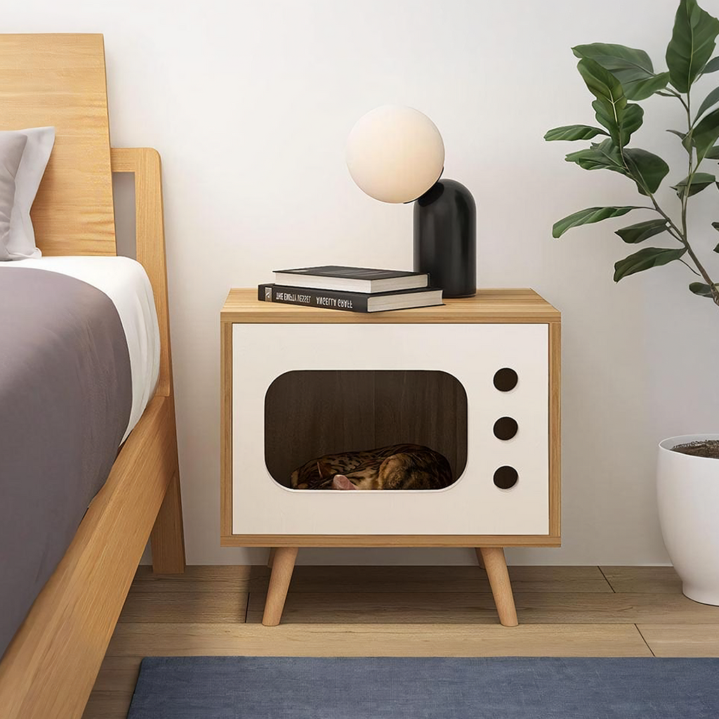 Durame Bedside Table With Pet House, Cat House-Weilai Concept-Weilai Concept