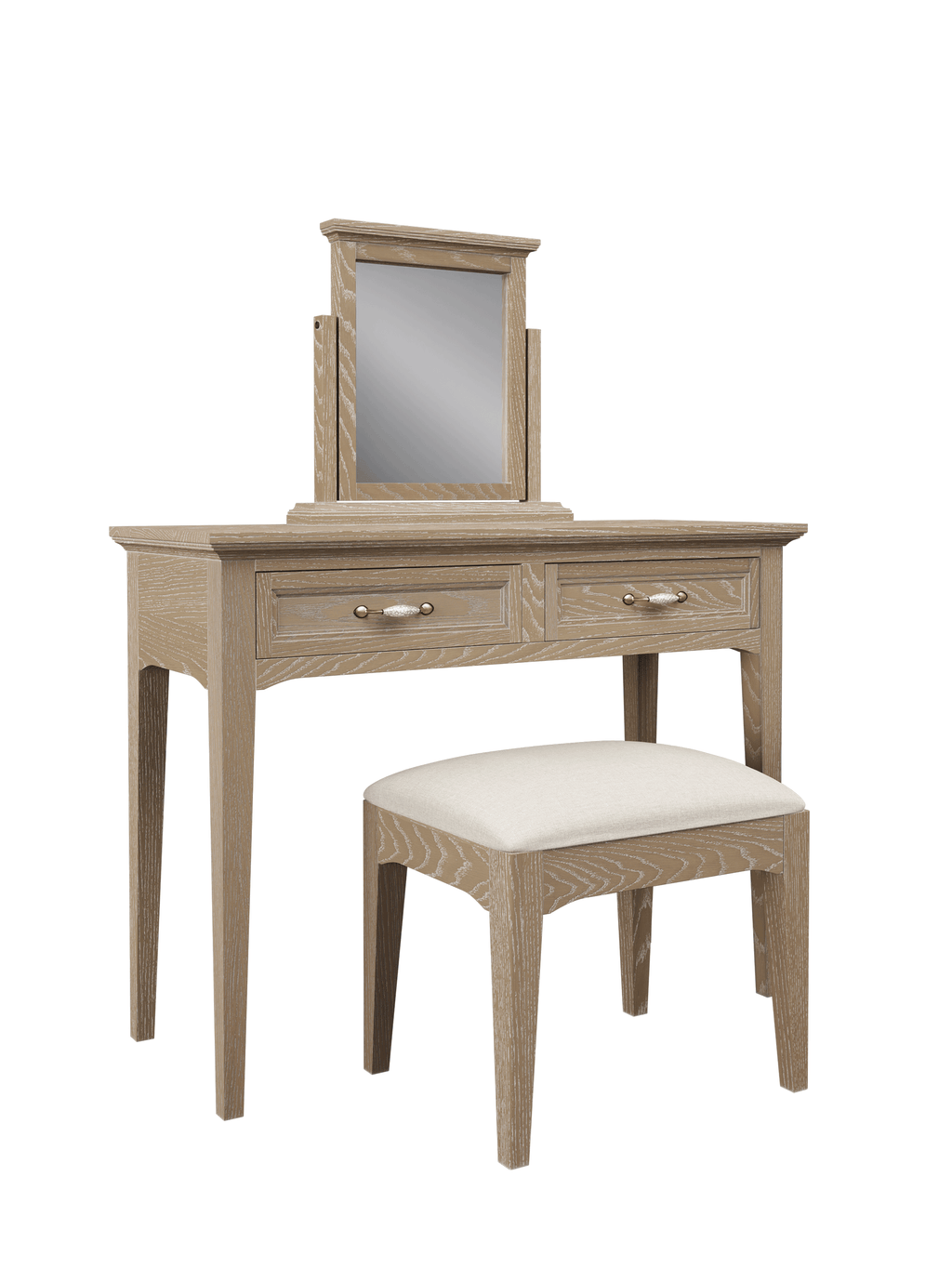 Ennis 2 Drawer Dressing Table, Stool & Mirror Set