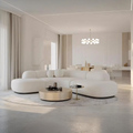 Eulalia Cream Curve Three Seater Sofa, Corner Sofa, Boucle with corner green sofa