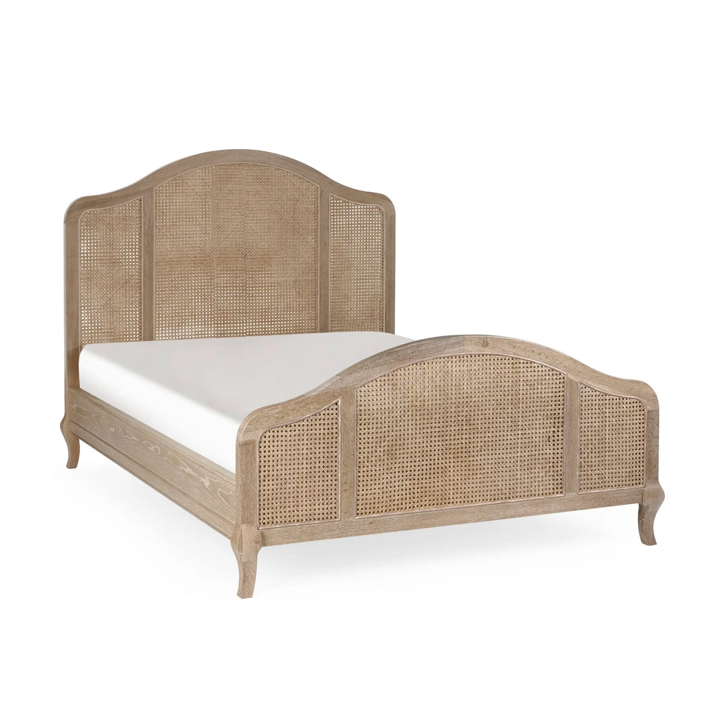 Fleur Rattan Bed 135cm - Light Oak
