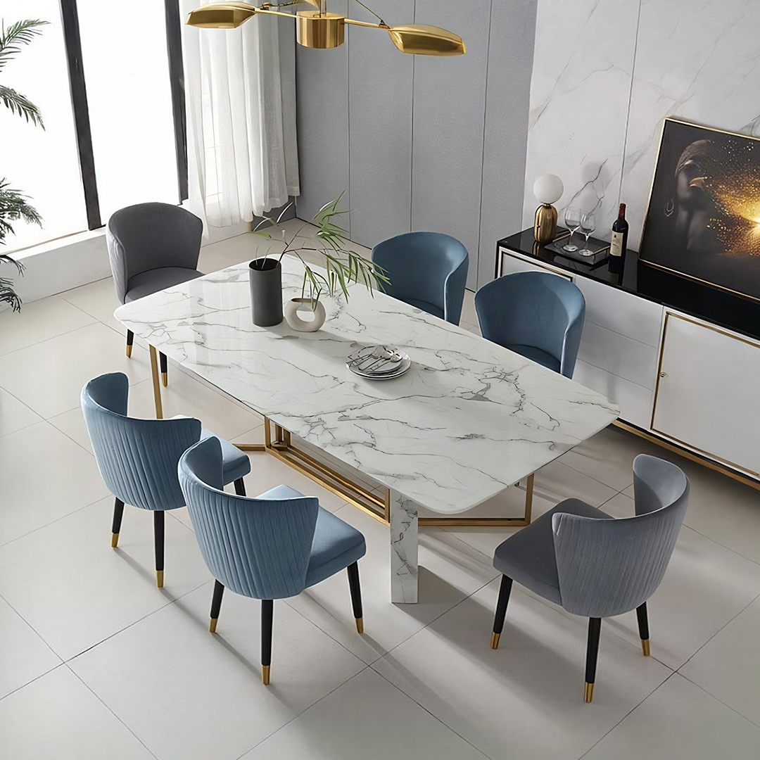 FenX Dining Table, Dining Table, Sintered Stone And Gold - modern dining tables
