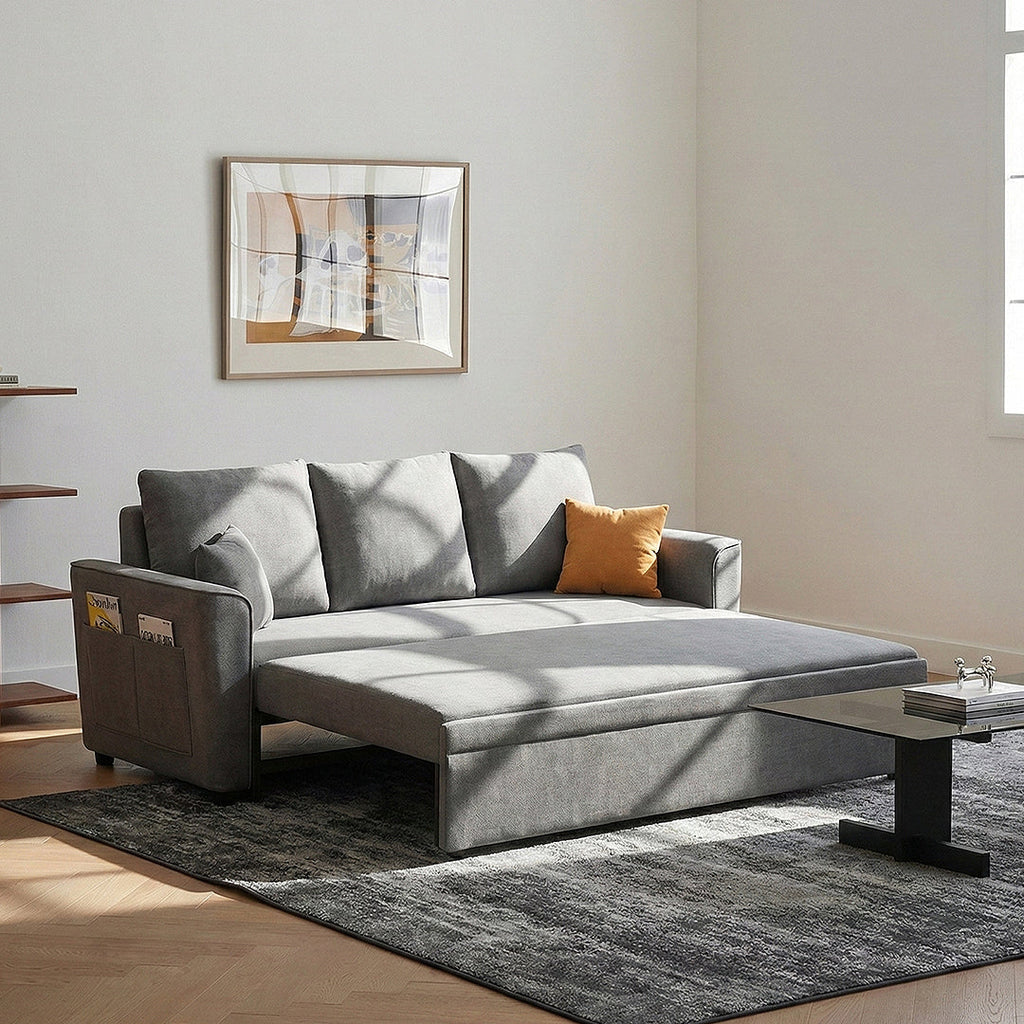 Detail view of Gertrude Sofa Bed Single Seater, Two Seater, Linen with luxury corner sofa bed