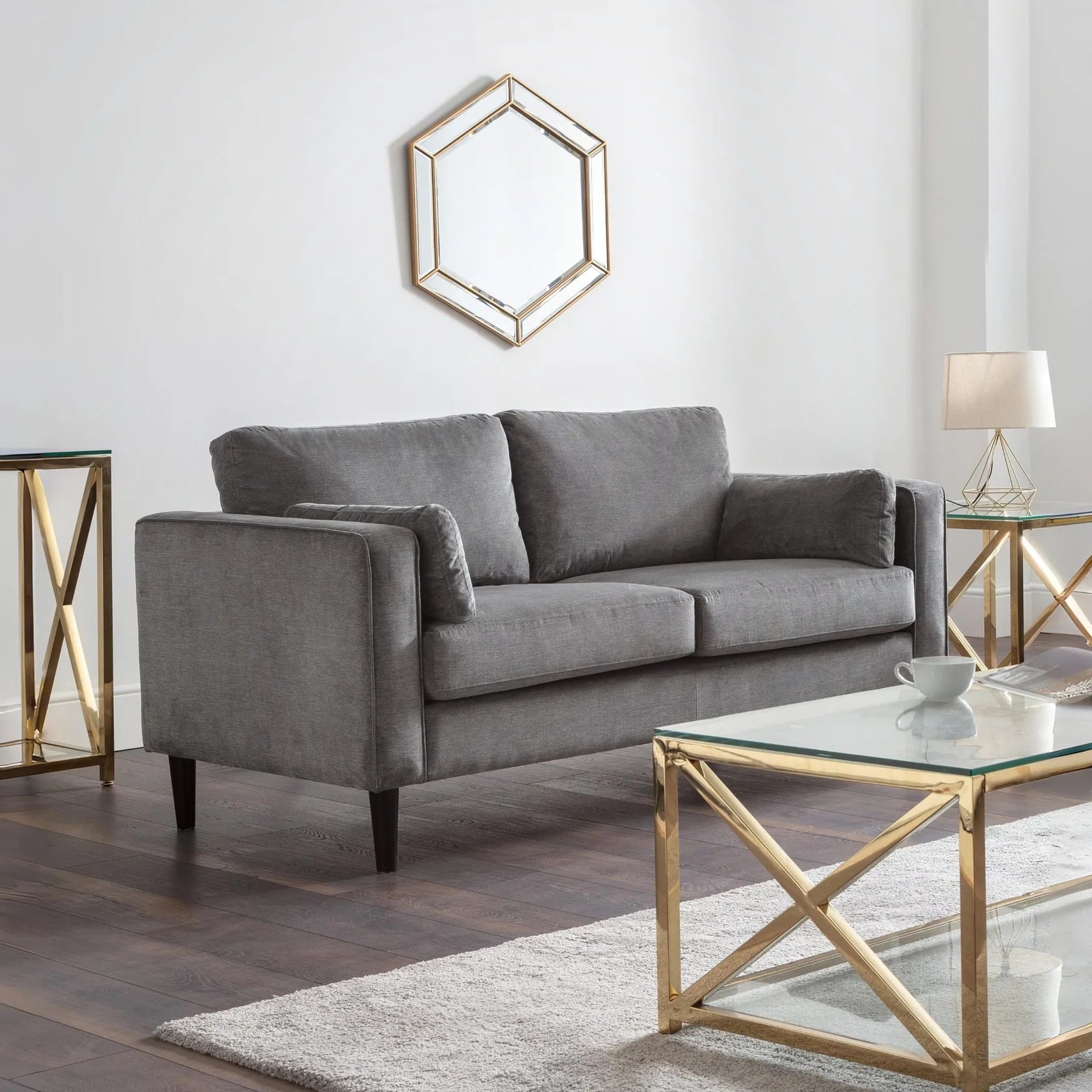 Hayward 2 Seater - Grey Chenille Fabric