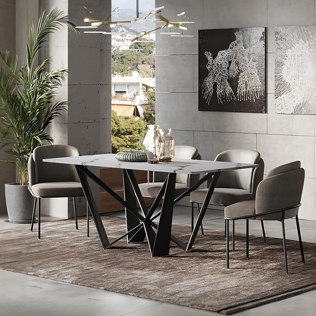 Helix Dining Table Set, Sintered Stone - dining table and 6 chairs
