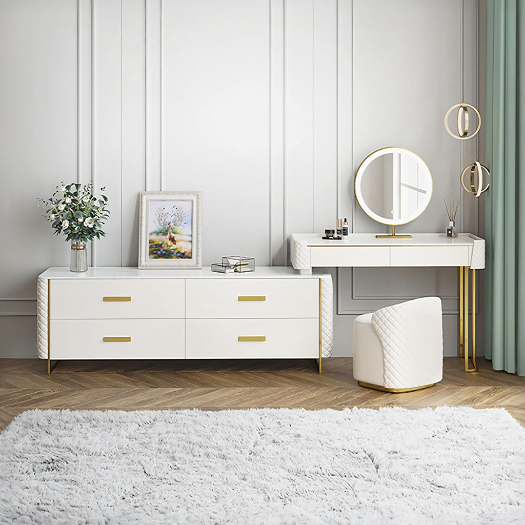 Joshua Dressing Table, White - black round dining room table