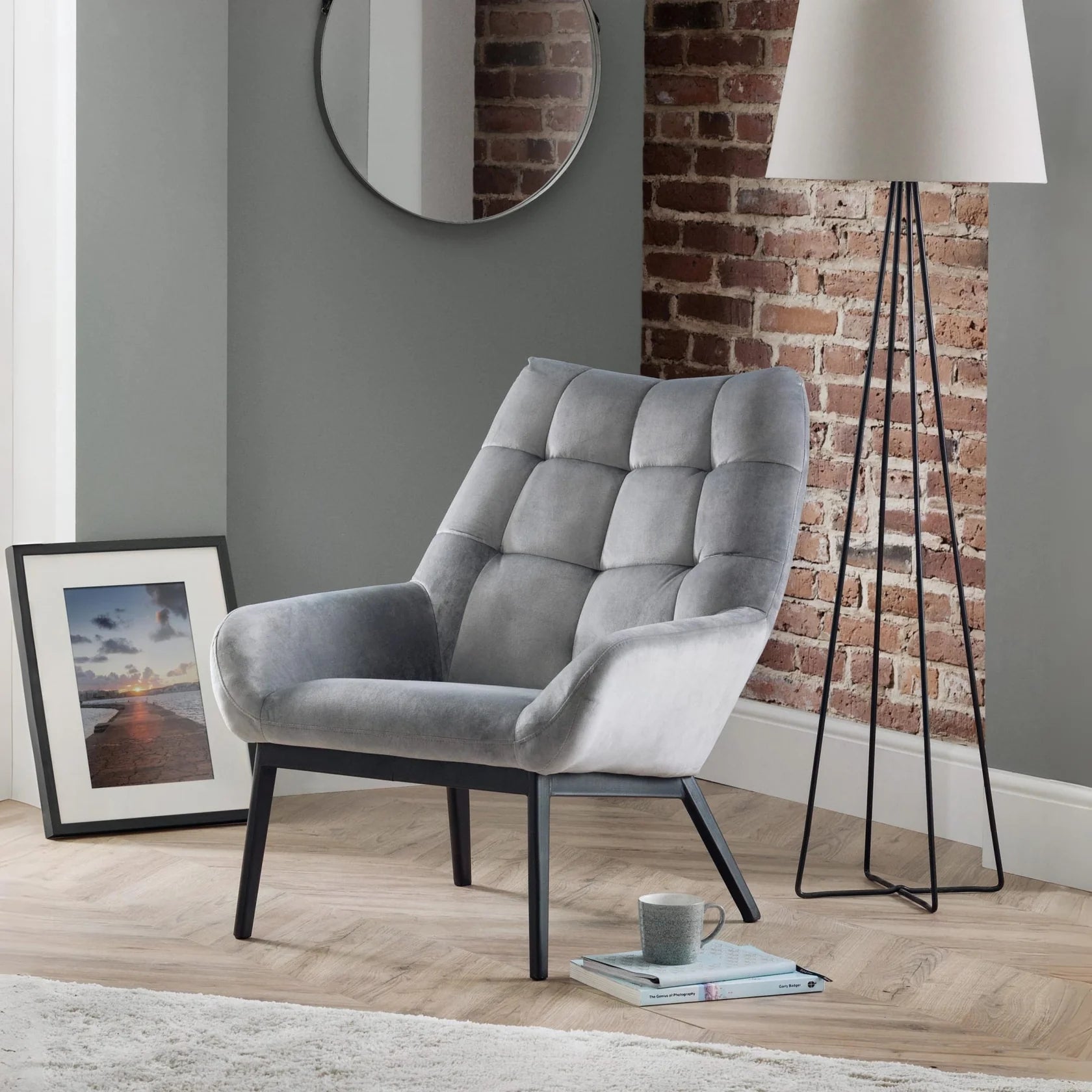 Lucerne Velvet Chair - Grey