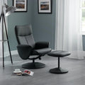 Lugano Recliner & Stool With Covered Base - Black