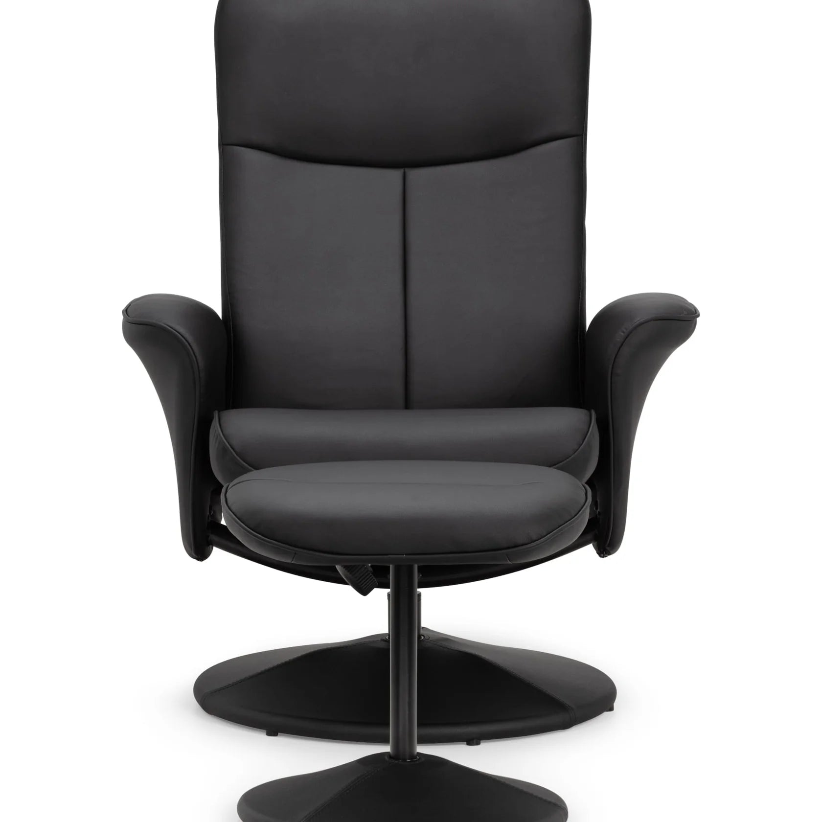 Lugano Recliner & Stool With Covered Base - Black