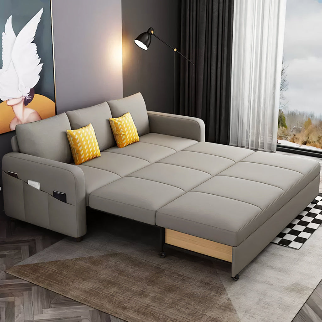 Gabriel Two Seater Sofa Bed, Linen with grey corner sofa bed