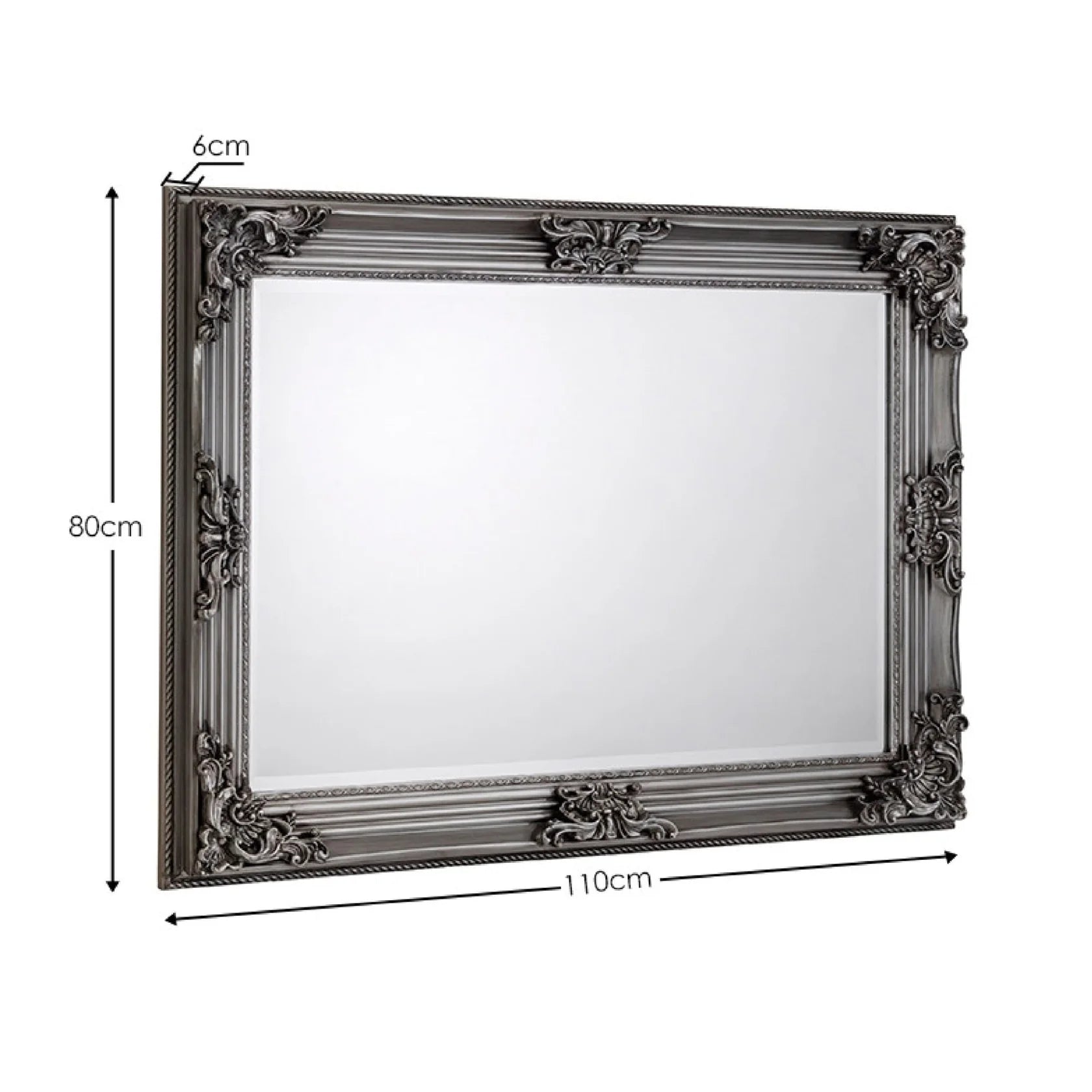 Decorative silver mirror with intricate designs iconic abode
