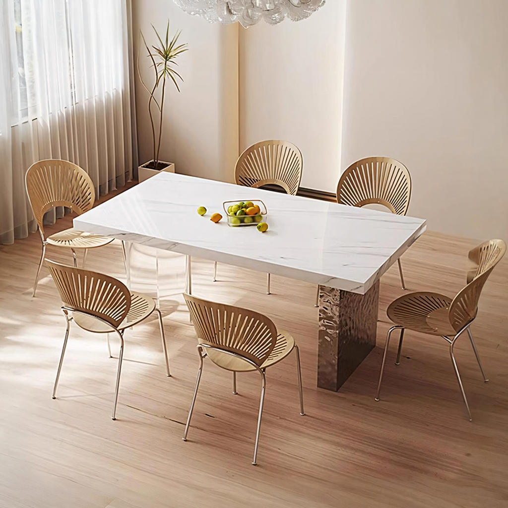 Madison Dining Table, White Sintered Stone & Acrylic - two dining table