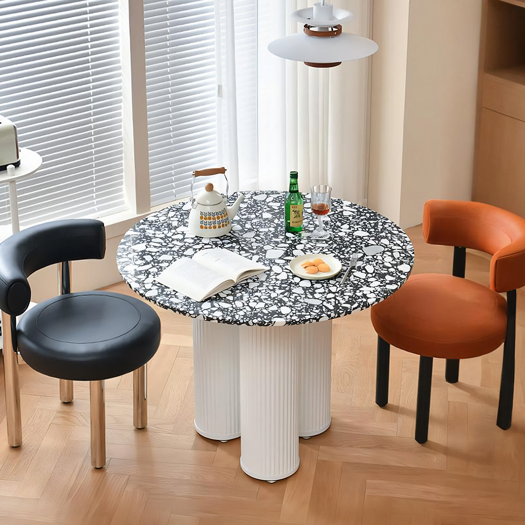 Martinez Small Round Dining Table, Marble - 10 seat dining table