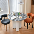 Martinez Small Round Dining Table, Marble - 10 seat dining table