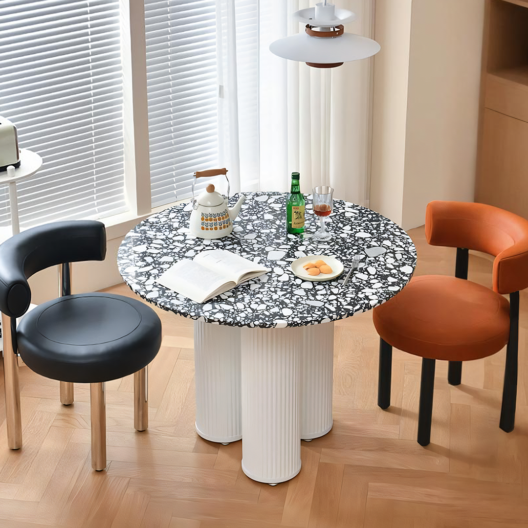 Martinez Small Round Dining Table, Marble - 10 seat dining table