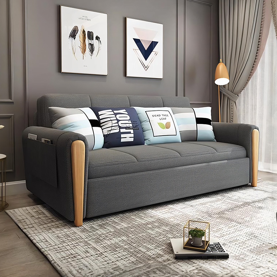 Mavis Two Seater Sofa Bed, Dark Grey in a lifestyle setting with dreams sofa bed