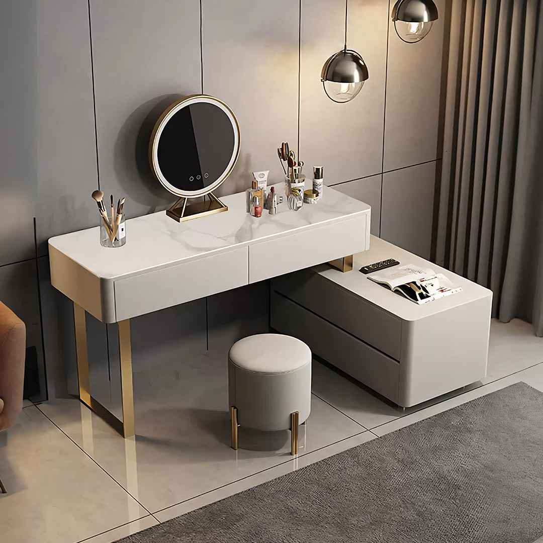 Maynard Dressing Table With Sideboard With LED Mirror - black sideboard gloss