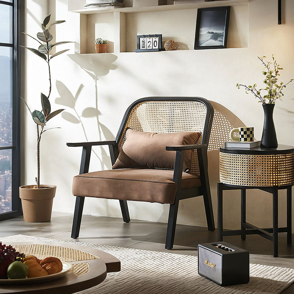 Morris Casual Rattan Armchair - dining room table set for 4