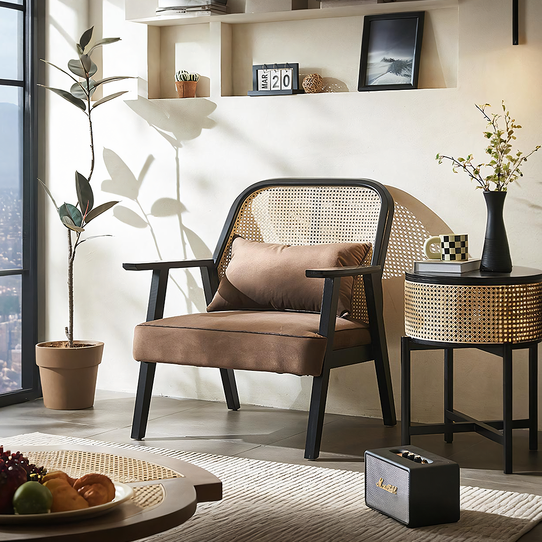 Morris Casual Rattan Armchair - dining room table set for 4
