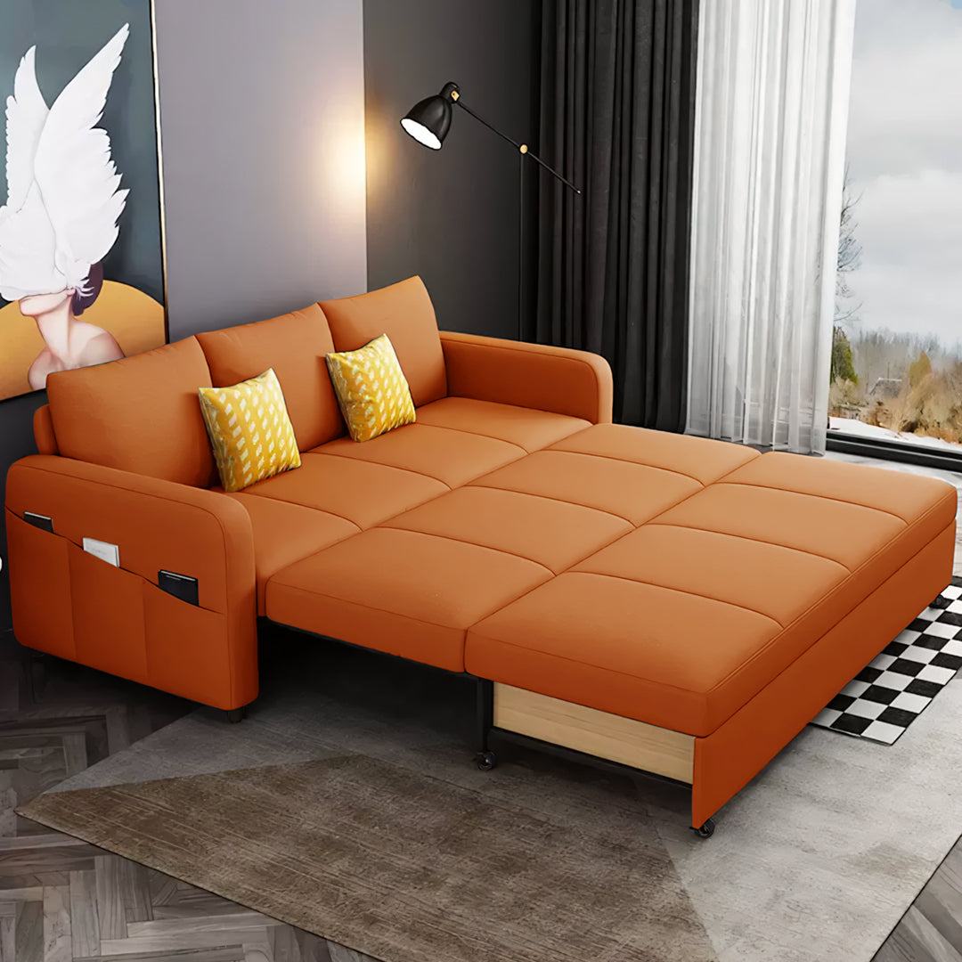 Gabriel Two Seater Sofa Bed, Linen with fold away bed sofa