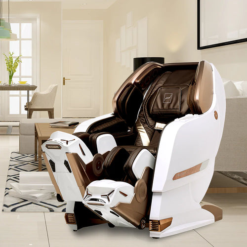Modern massage chair in a living room setting with neutral decor