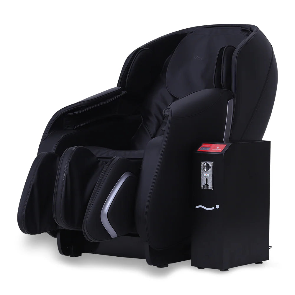 Black massage chair on a white background