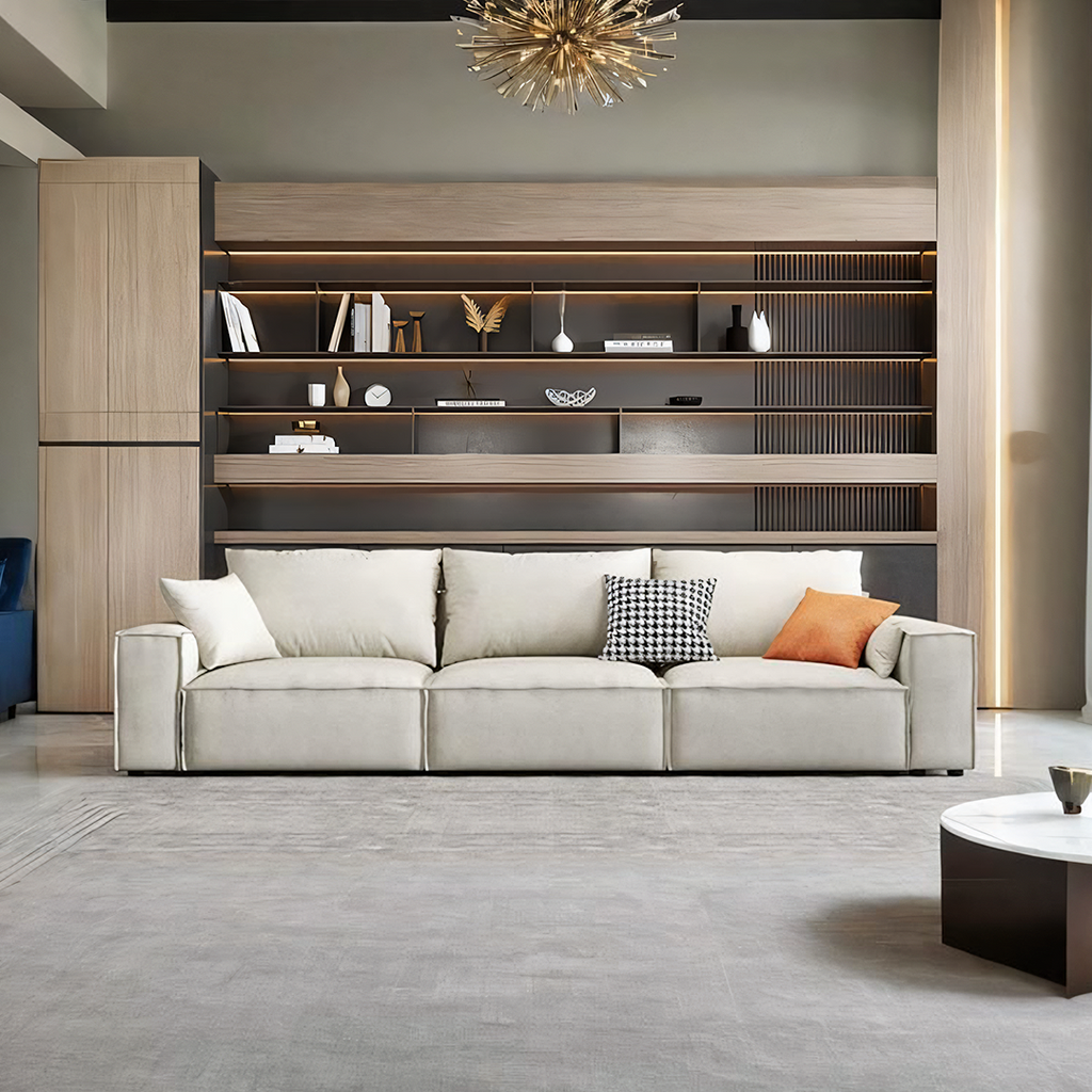 Detail view of Anselm Three Seater Sofa, Leathaire with corner sofa ideas