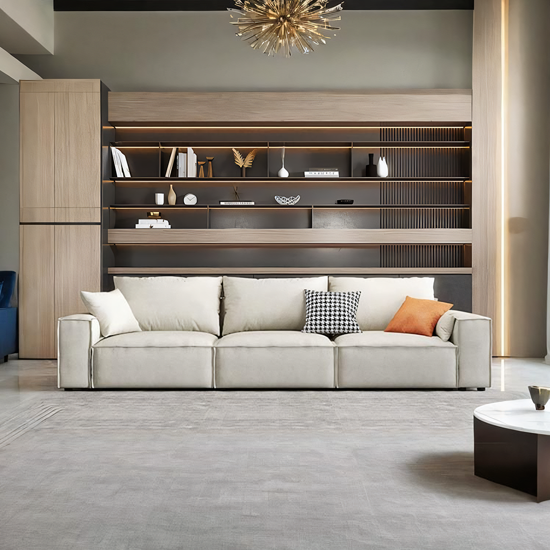 Detail view of Anselm Three Seater Sofa, Leathaire with corner sofa ideas
