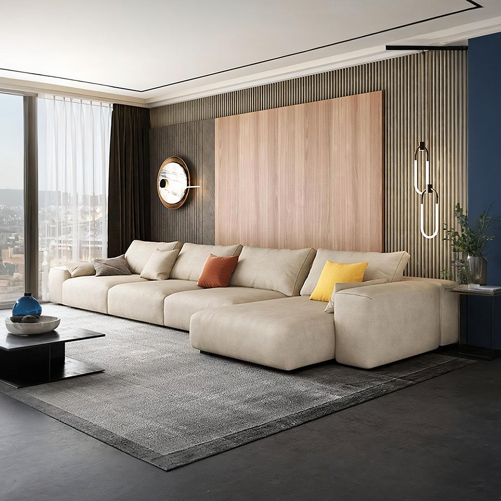 Calvin Two Seater Corner Sofa, Leathaire, side view of reclining sofas corner